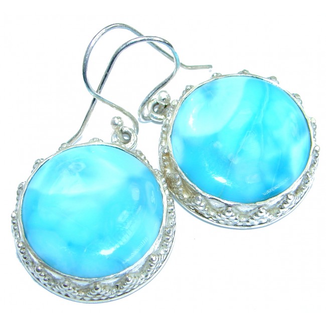 Caribbean Beauty Blue Larimar .925 Sterling Silver handcrafted earrings