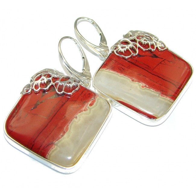 Bohemian Style Red Jasper .925 Sterling Silver handcrafted Earrings