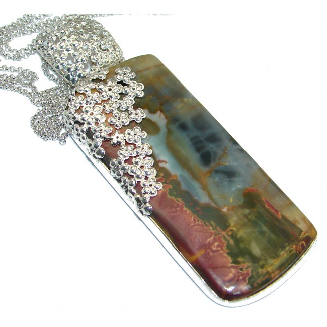 Huge Perfect Harmony Morrisonite oxidized .925 Sterling Silver handmade necklace