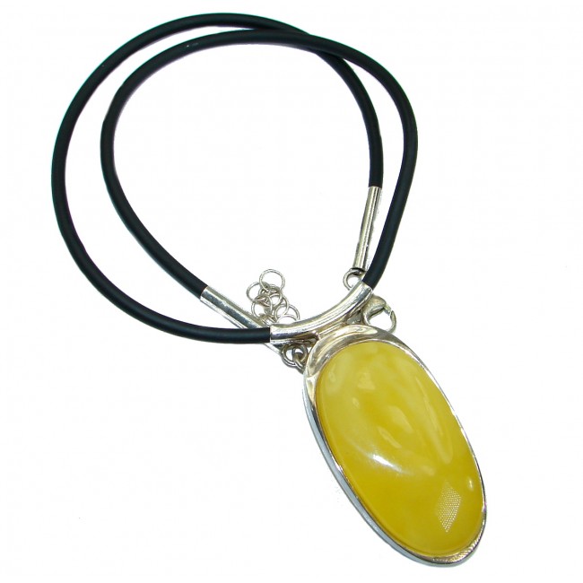Huge Natural Butterscotch Baltic Amber .925 Sterling Silver HANDMADE necklace