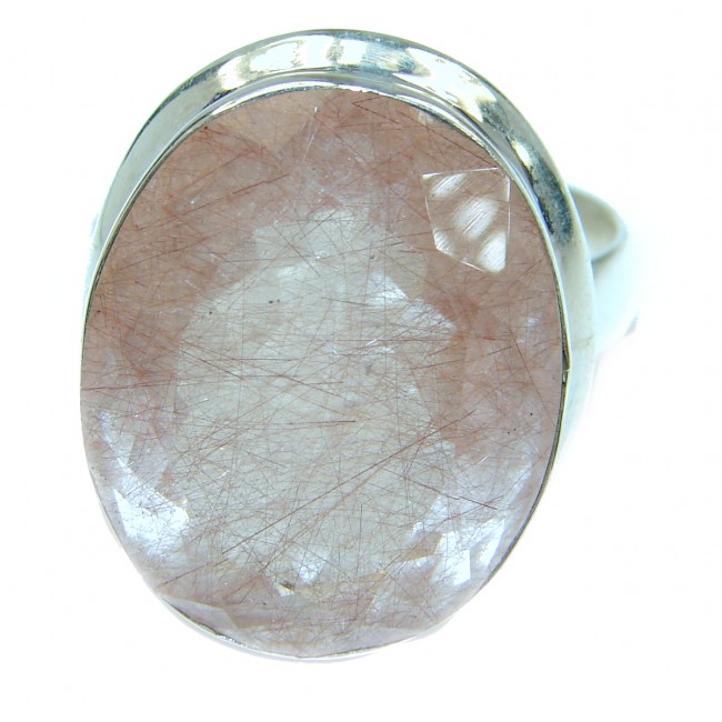 Golden Rutilated Quartz .925 Sterling Silver handcrafted Ring Size 10 1/4