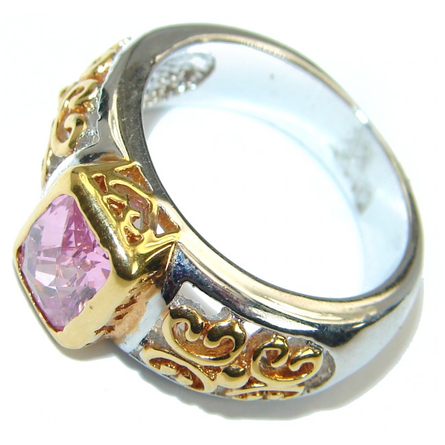Sweet Pink Topaz 14 K Gold over .925 Silver handcrafted Ring s. 7 3/4