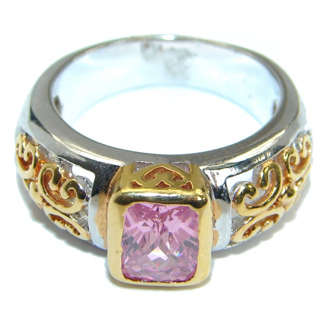 Sweet Pink Topaz 14 K Gold over .925 Silver handcrafted Ring s. 7 3/4