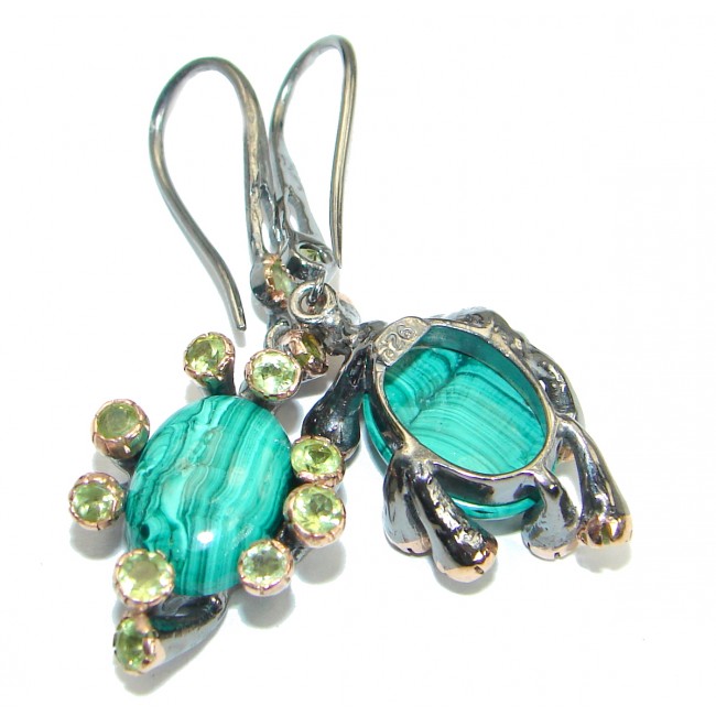 Green Malachite 14K Gold over .925 Sterling Silver handmade earrings