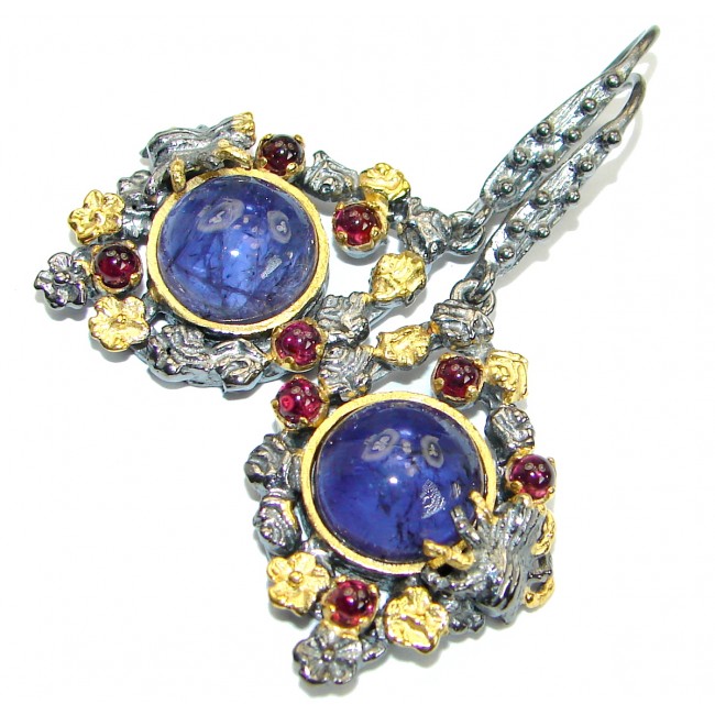 Authenic Kyanite Ruby 14K Gold over .925 Sterling Silver handmade earrings