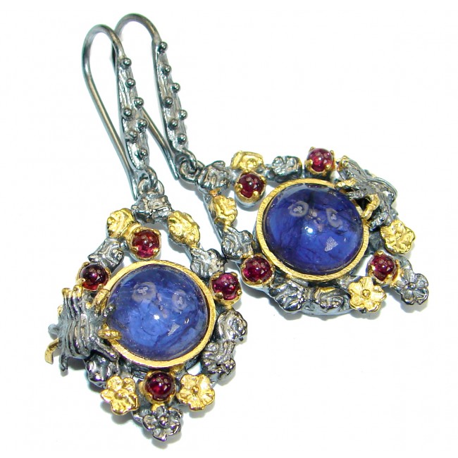 Authenic Kyanite Ruby 14K Gold over .925 Sterling Silver handmade earrings