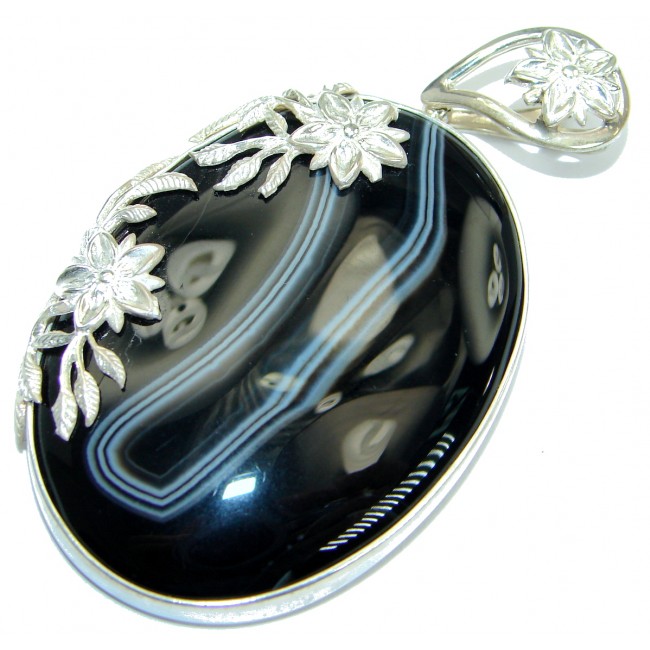 Genuine Black Onyx .925 Sterling Silver handmade Pendant
