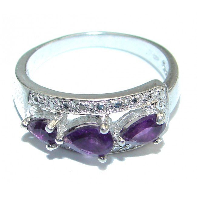 Amethyst .925 Sterling Silver handmade Cocktail Ring s. 7 1/4