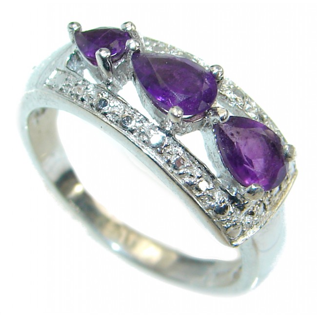 Amethyst .925 Sterling Silver handmade Cocktail Ring s. 7 1/4