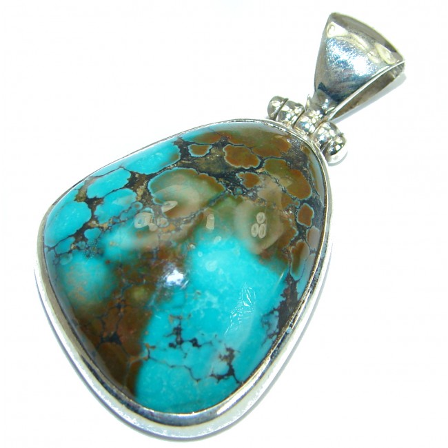 Exquisite Black Spider's web Turquoise .925 Sterling Silver handmade Pendant