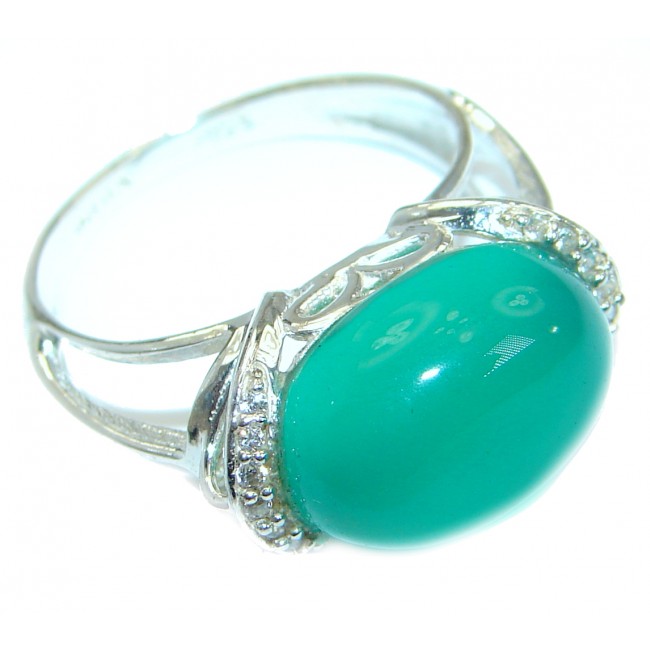 Incredible Green Jade .925 Sterling Silver handmade ring s. 8