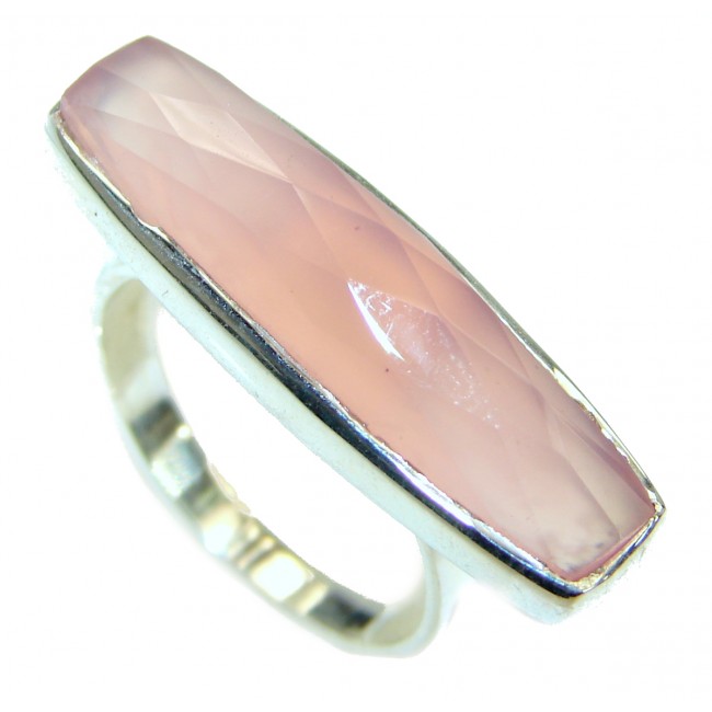 Rose Quartz .925 Sterling Silver ring s. 8
