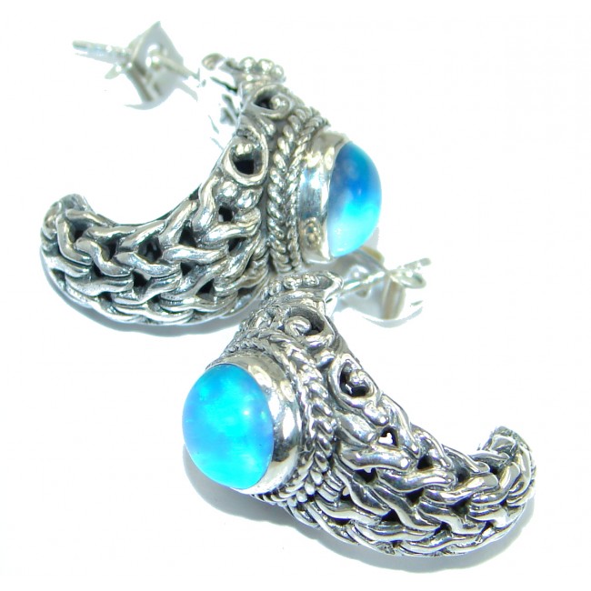 Amazing Aqua Topaz .925 Sterling Silver handmade stud earrings