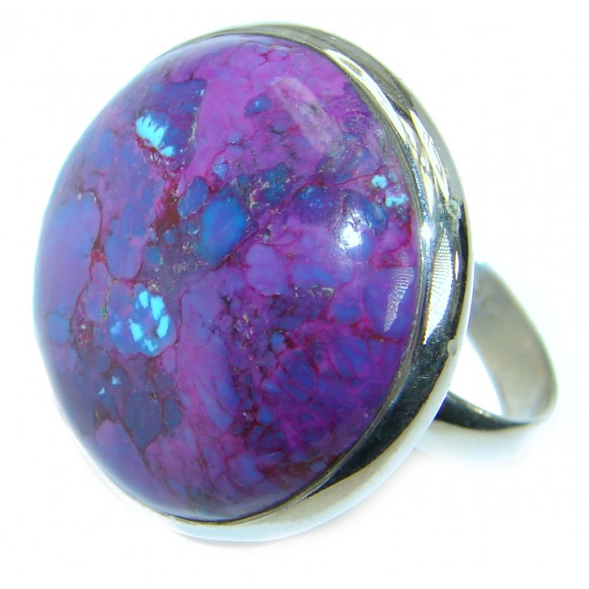 Copper Purple Turquoise .925 Sterling Silver handmade Ring s. 11