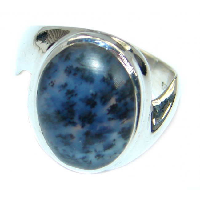 Dendritic Agate .925 Sterling Silver hancrafted Ring s. 8 1/4