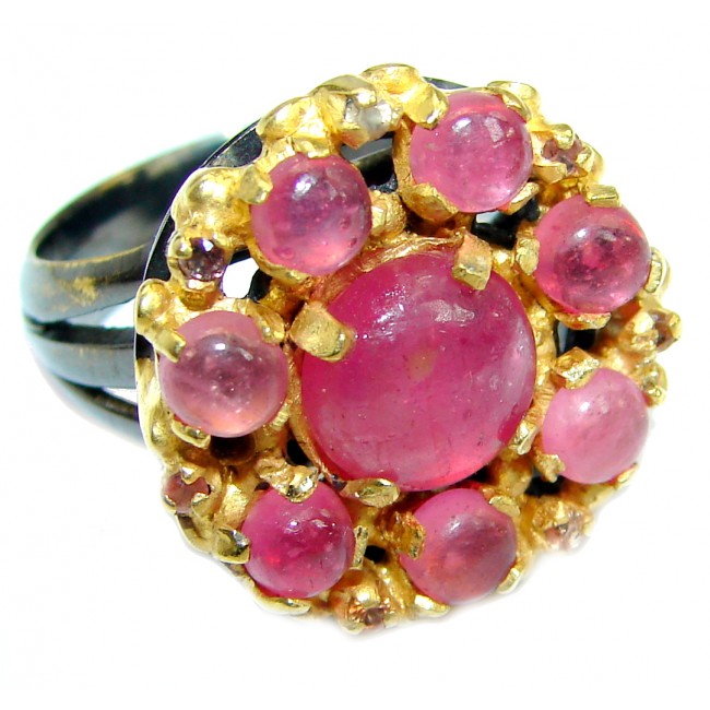 Authentic Ruby 18 ct Rose Gold over .925 Sterling Silver ring; s. 7