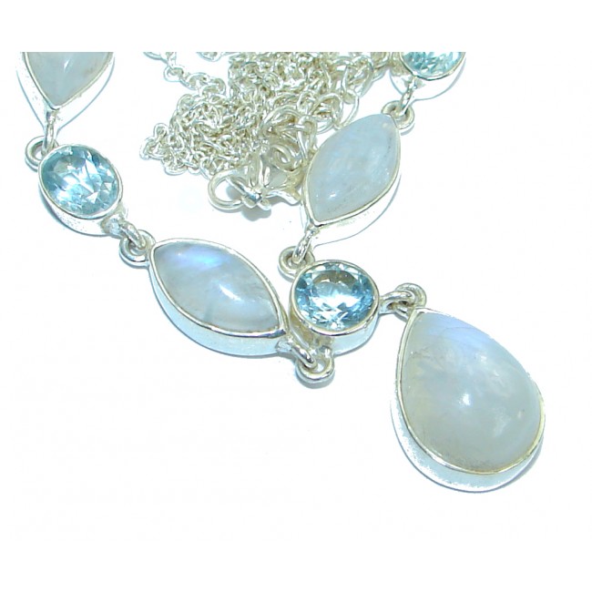 Drops of the Rain genuine Moonstone .925 Sterling Silver handcrafted Statement necklace