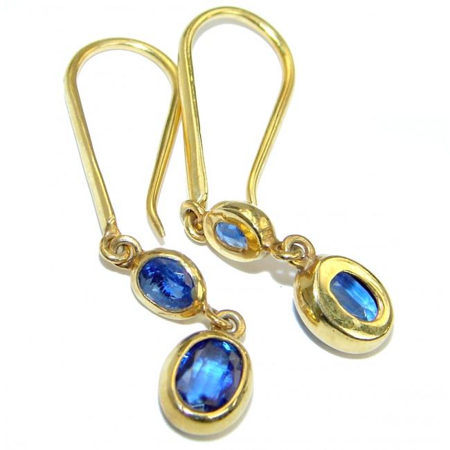 Genuine Sapphire Gold over .925 Sterling Silver handmade earrings