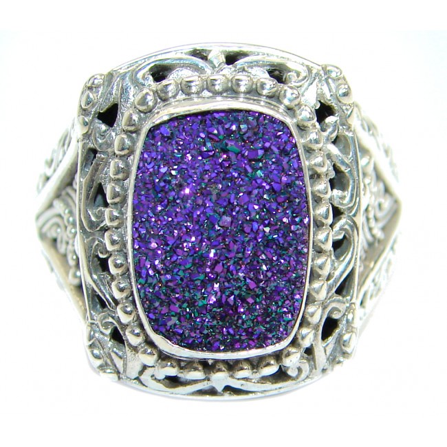 Sahara's Sand Druzy Agate .925 Silver handcrafted Ring s. 11