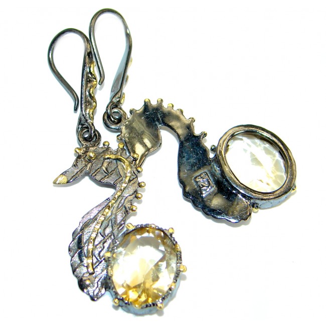 Authentic Citrine 14K gold over .925 Sterling Silver handmade earrings