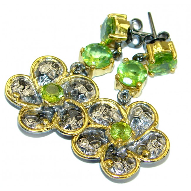 Authentic Peridot 14K Gold over .925 Sterling Silver handmade earrings