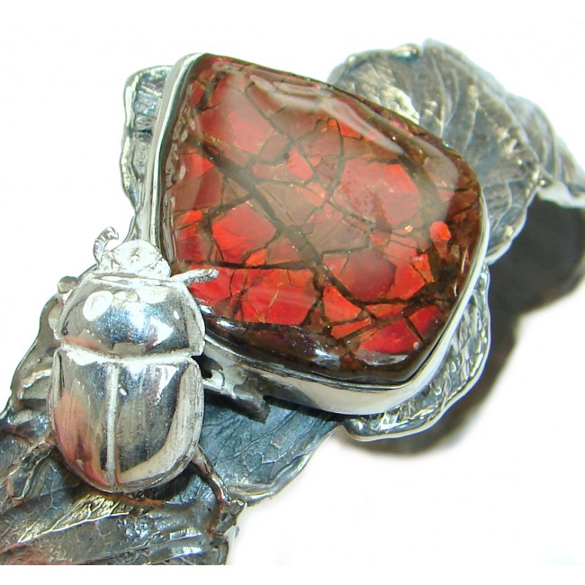 Scarabeus One in the World Natural Ammolite .925 Ammolite Sterling Silver Bracelet / Cuff
