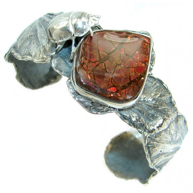 Scarabeus One in the World Natural Ammolite .925 Ammolite Sterling Silver Bracelet / Cuff