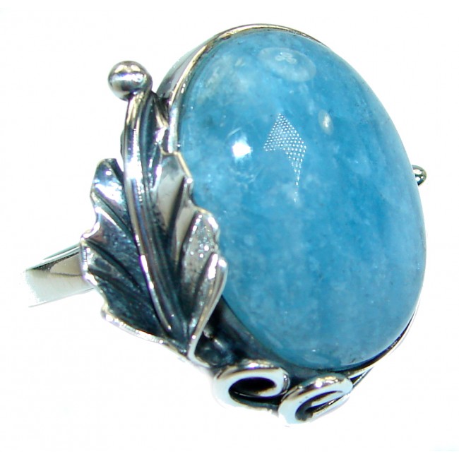 Passiom Fruit Natural Aquamarine .925 Sterling Silver Ring s. 6 adjustable