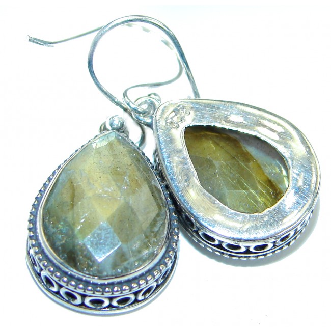 Genuine Labradorite .925 Sterling Silver handmade earrings
