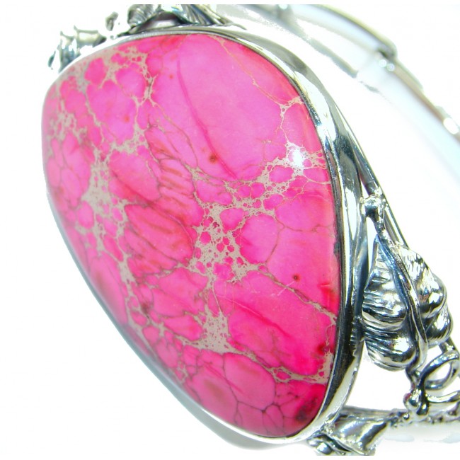 Julietta Pink Sea Sediment Jasper .925 Sterling Silver handmade Bracelet / Cuff