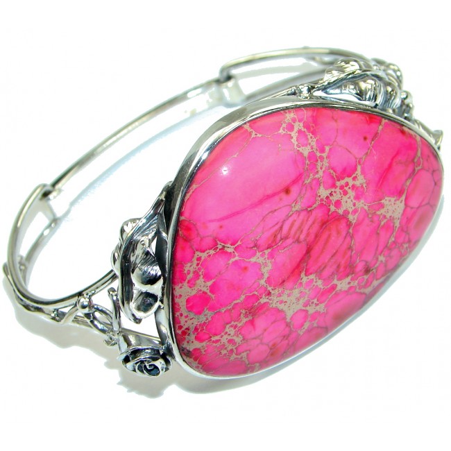 Julietta Pink Sea Sediment Jasper .925 Sterling Silver handmade Bracelet / Cuff