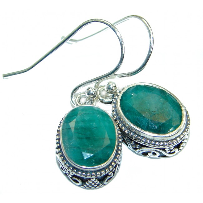 Authentic Emerald .925 Sterling Silver handmade earrings