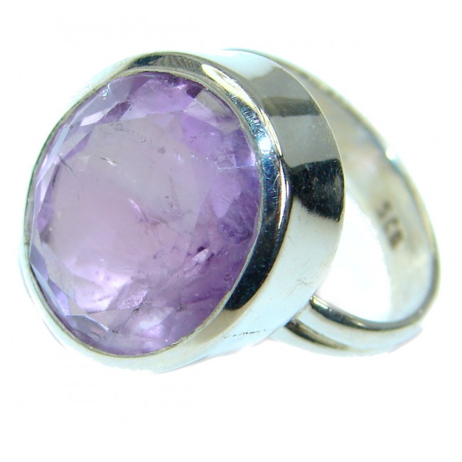 Oval Cut genuine Amethyst .925 Sterling Silver handcrafted ring s. 7