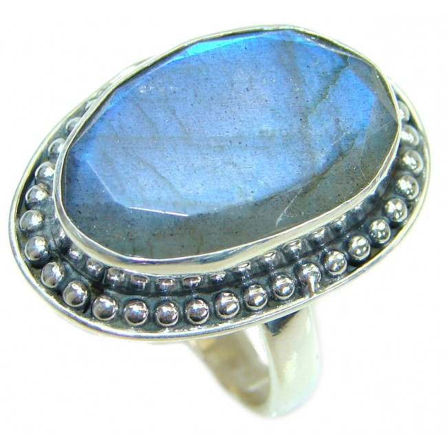 Silky Labradorite .925 Sterling Silver handmade Ring s. 7 3/4