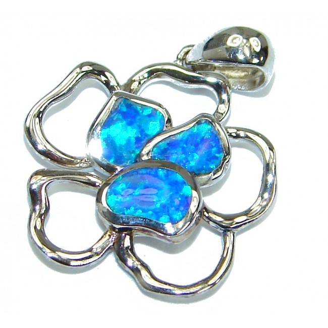 Great Japanese Opal Cubic Zirconia .925 Sterling Silver Pendant
