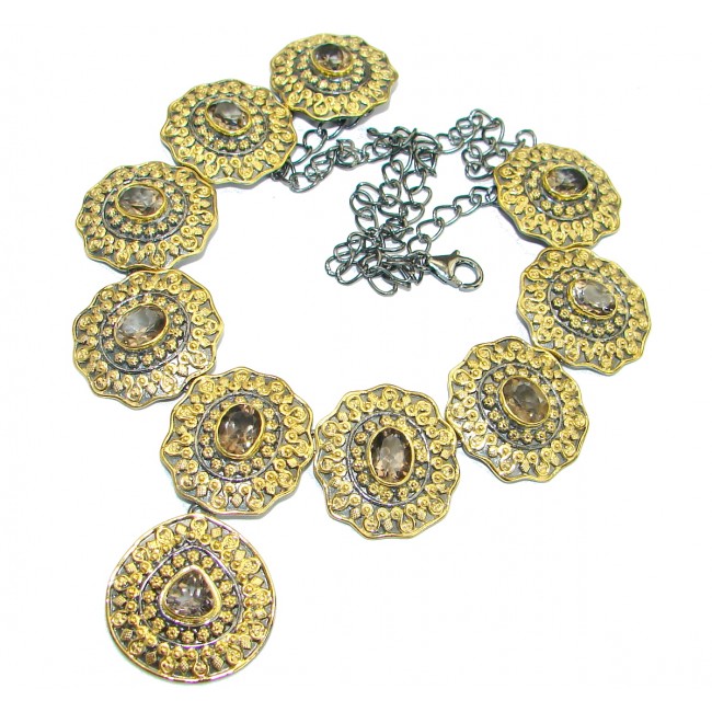 Cleopatra Smoky Topaz 14K Gold over .925 Sterling Silver handmade necklace