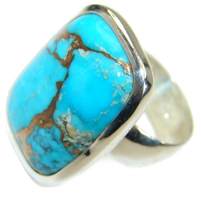 Copper Turquoise .925 Sterling Silver handmade Ring s. 7 1/4