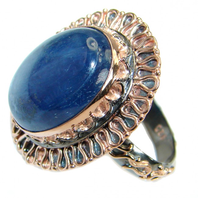 Authentic Blue Kyanite .925 Sterling Silver handmade Ring s. 7 adjustable