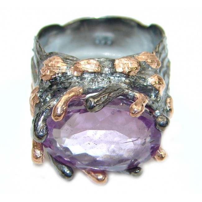 Vintage Design Authentic Amethyst .925 Sterling Silver handmade Ring size 7