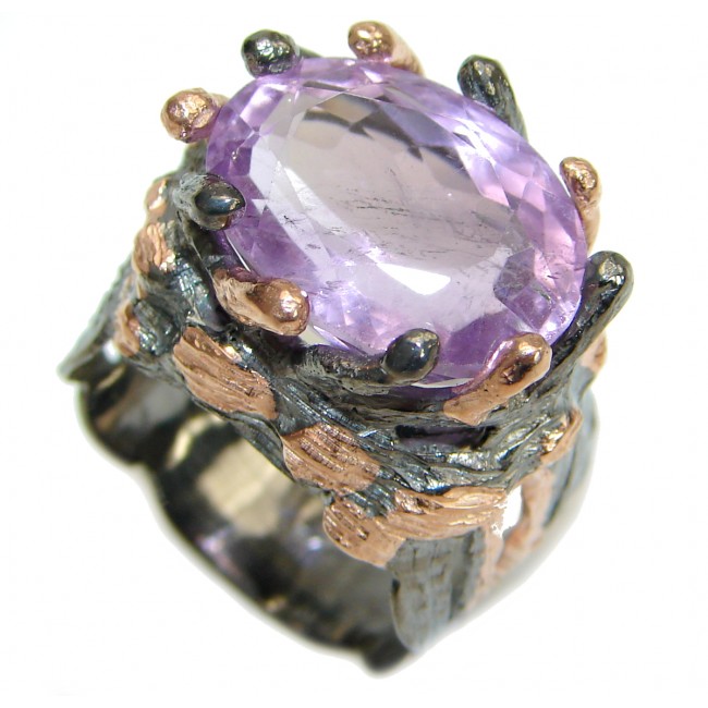 Vintage Design Authentic Amethyst .925 Sterling Silver handmade Ring size 7