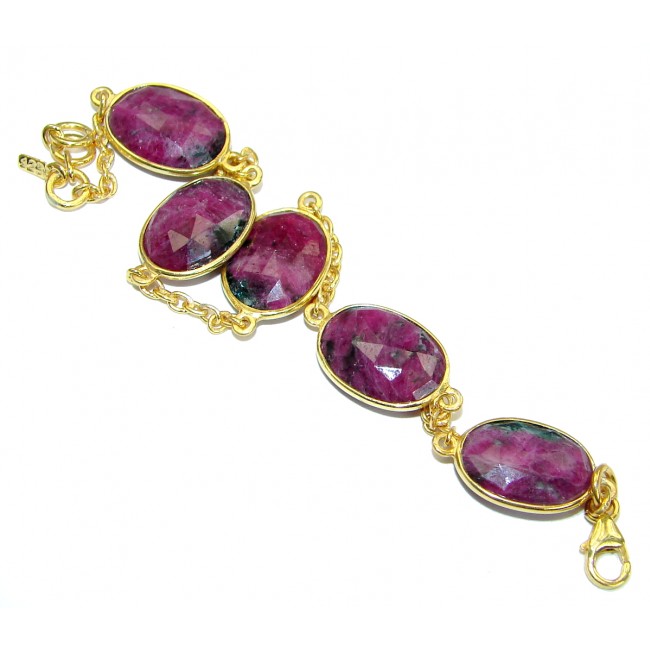 Flawless Passion Red Ruby Gold over .925 Sterling Silver Bracelet