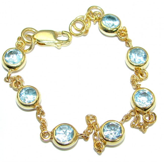 Swiss Blue Topaz 14K Gold over .925 Sterling Silver handmade Bracelet