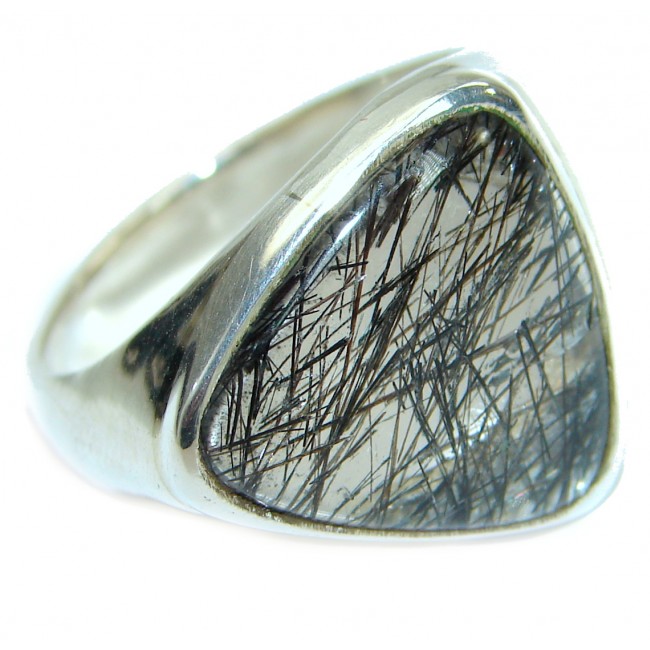 Bali Dream Tourmalinated Quartz .925 Sterling Silver handmade Ring s. 10