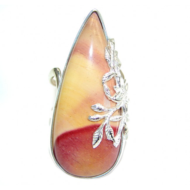 Flawless Australian Mookaite .925 Sterling Silver Statement Ring size 8 adjustable