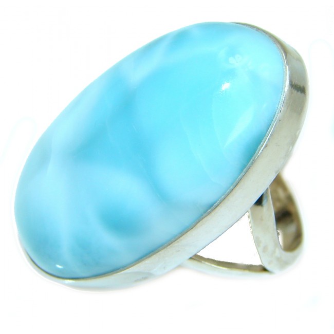 Genuine 105 ct Larimar oxidized .925 Sterling Silver handcrafted Ring s. 7
