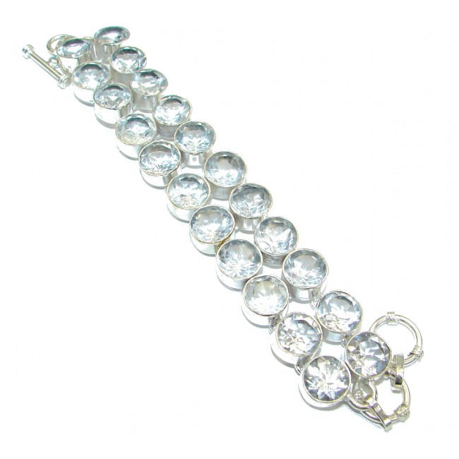Two Row White Topaz .925 Sterling Silver handcrafted Bracelet