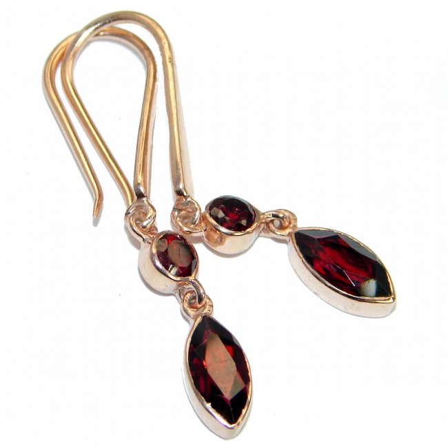 Authentic Garnet Rose Gold over .925 Sterling Silver handmade earrings