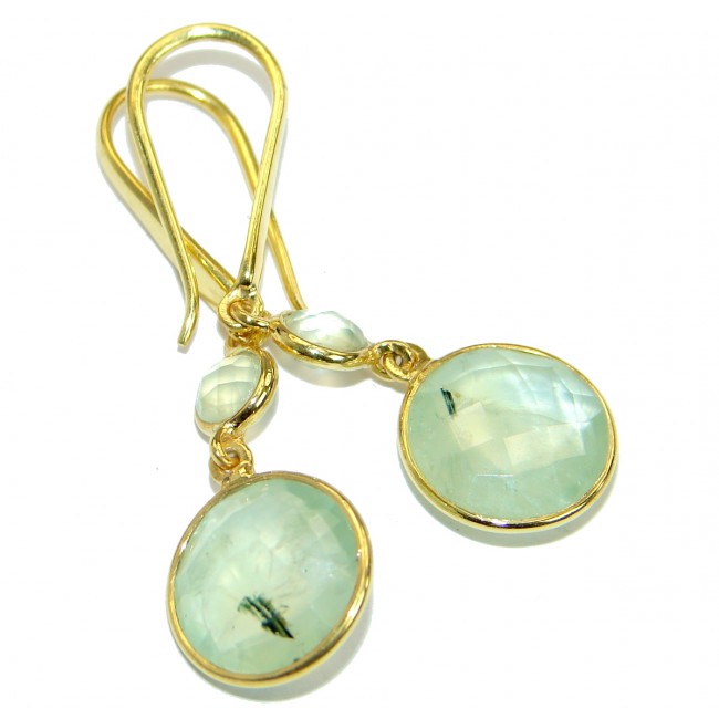 Authentic Moss Prehnite Gold plated over .925 Sterling Silver handmade earrings