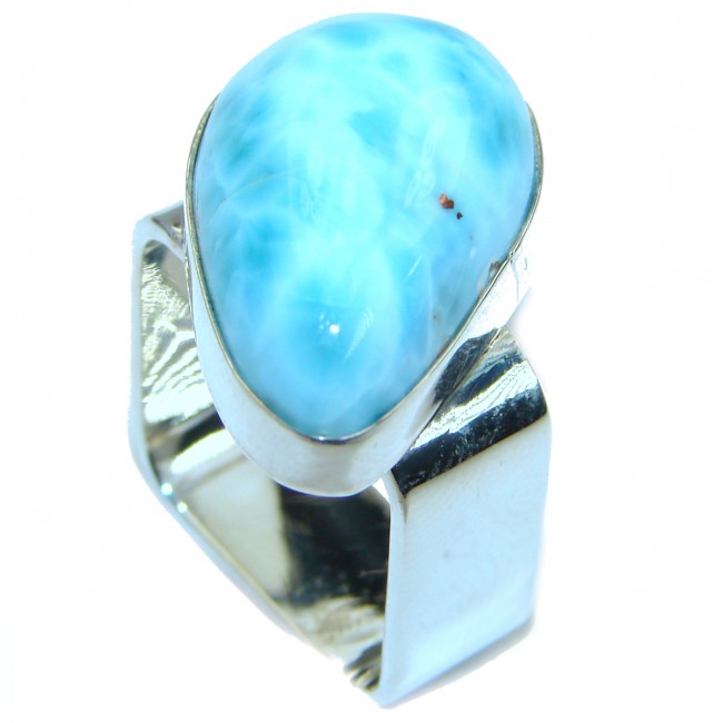 Genuine Larimar .925 Sterling Silver handcrafted Ring s. 6 3/4