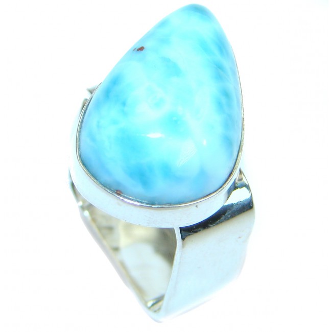 Genuine Larimar .925 Sterling Silver handcrafted Ring s. 6 3/4